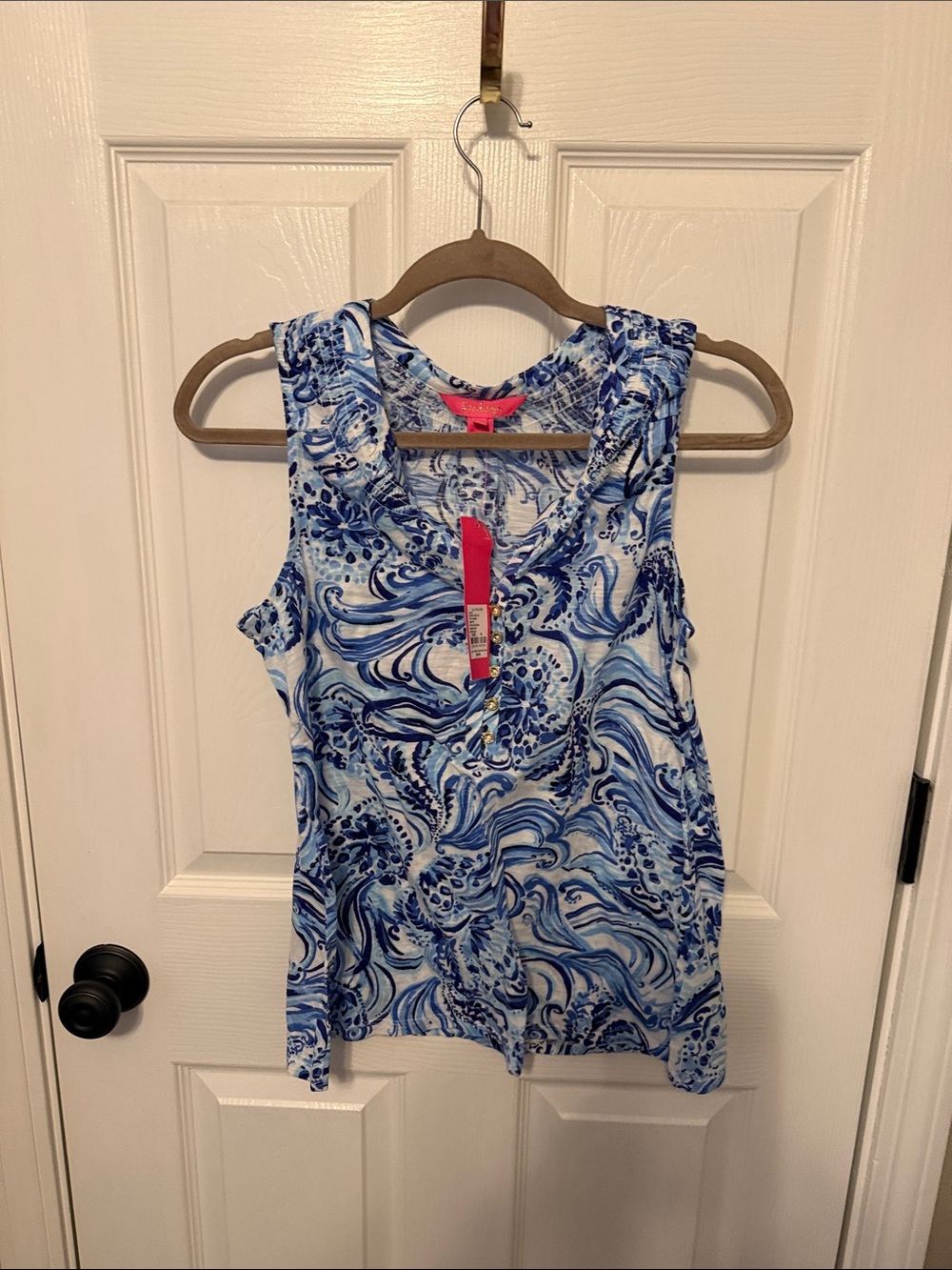 Brand New Lilly Pulitzer Sleeveless Blue Swirl Print Tank Top